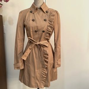 Anthropologie Ruffle Trench Coat